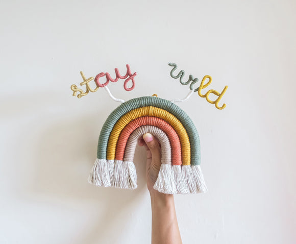 Stay wild rainbow wall hanging