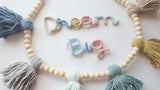 Dream big wire word sign, blue woodland personalised