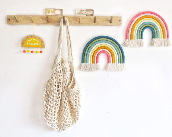 Jungle Fruit and Pink Forest rainbow wall hangings